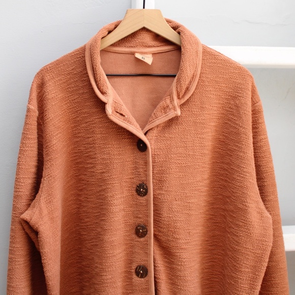 Earth Creations Orange Button-Up Sweater Jacket - Picture 4 of 7